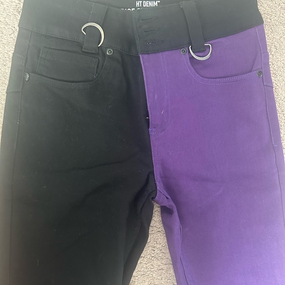 Hot Topic Black and Purple Skinny Jeans - Picture 3 of 5